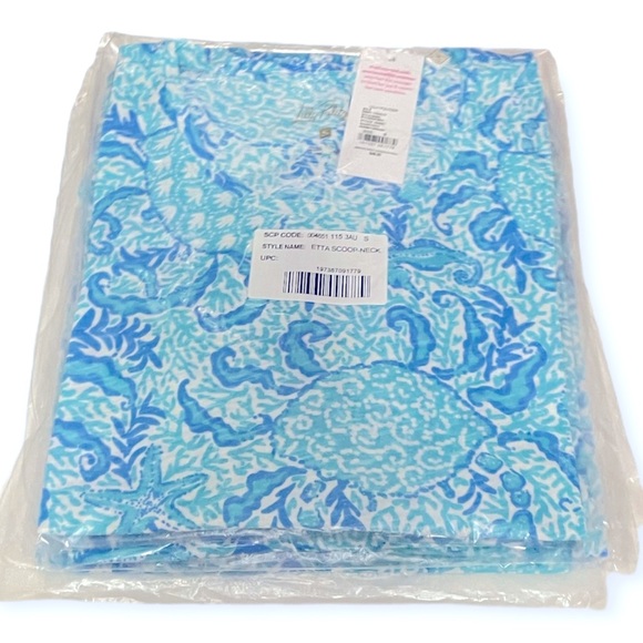 LILLY PULITZER Etta Tee Scoop Neck Top Resort White Goombay Grooves NWT - Picture 8 of 12